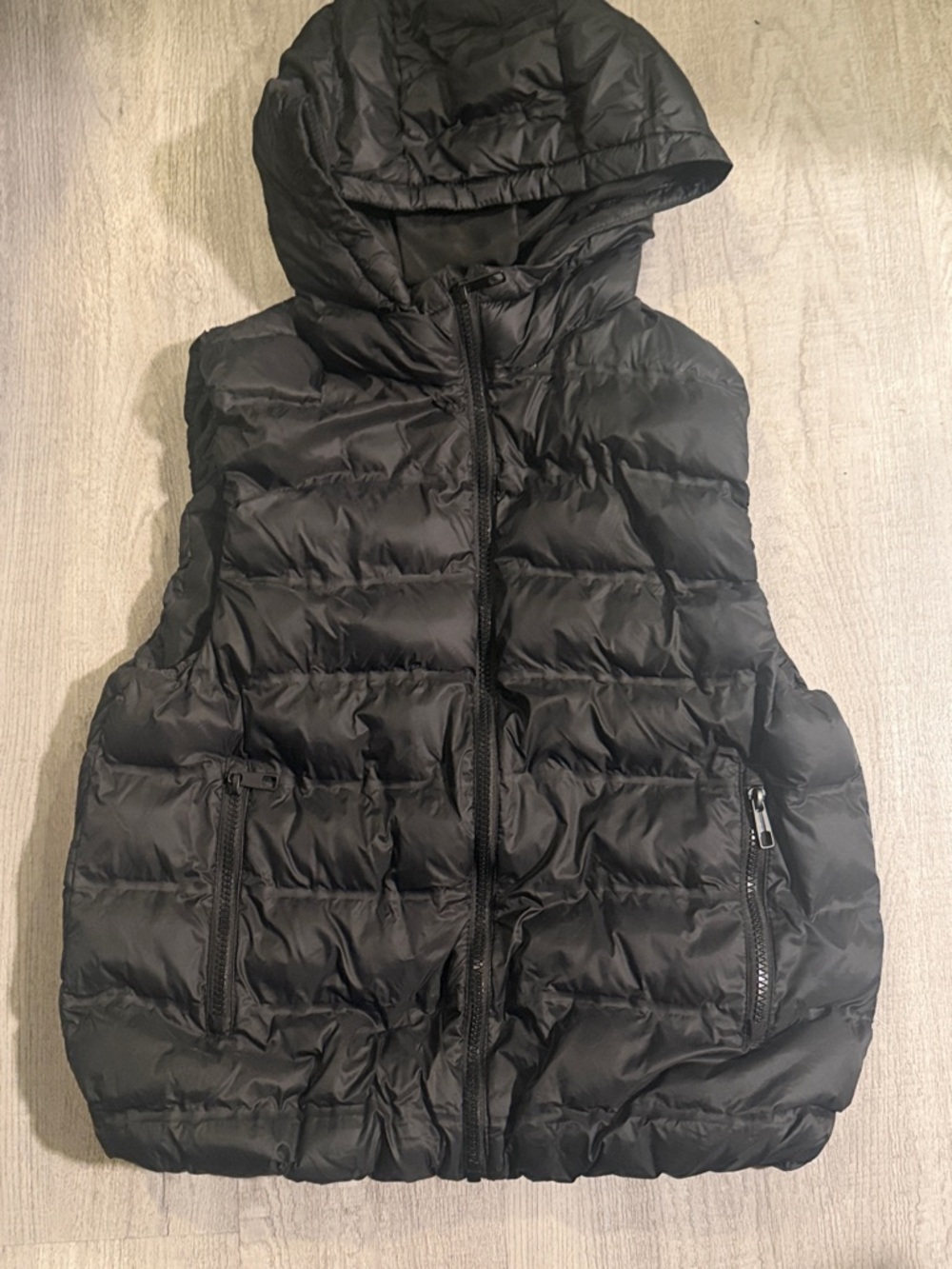 Zara Black Hooded Quilted Puffer Vest
